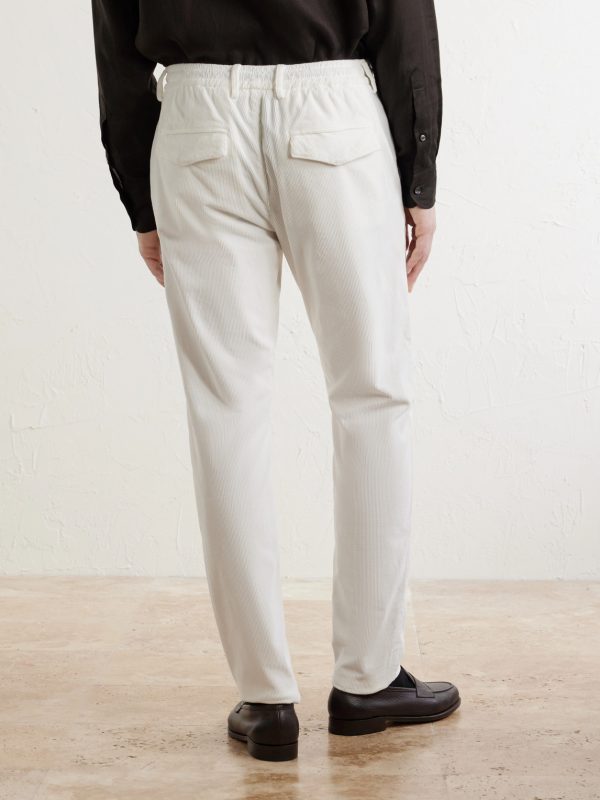 Straight-Leg Cotton-Blend Corduroy Drawstring Trousers - BK