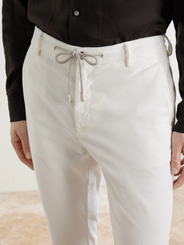 Straight-Leg Cotton-Blend Corduroy Drawstring Trousers - CU