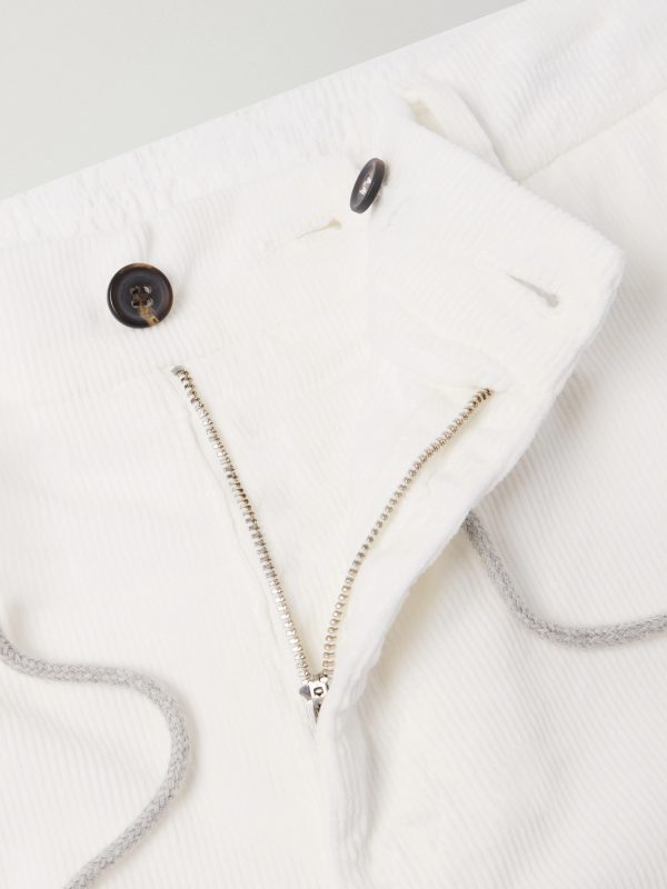 Straight-Leg Cotton-Blend Corduroy Drawstring Trousers - E1