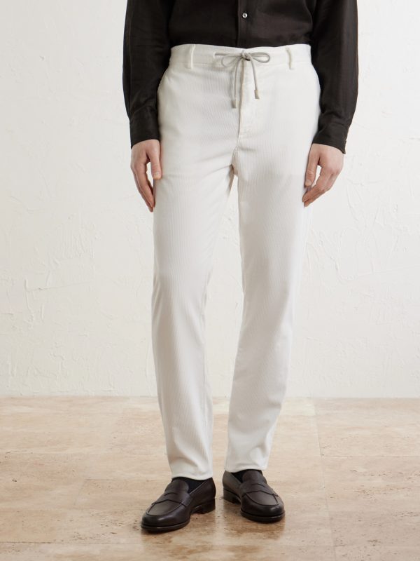 Straight-Leg Cotton-Blend Corduroy Drawstring Trousers - FR