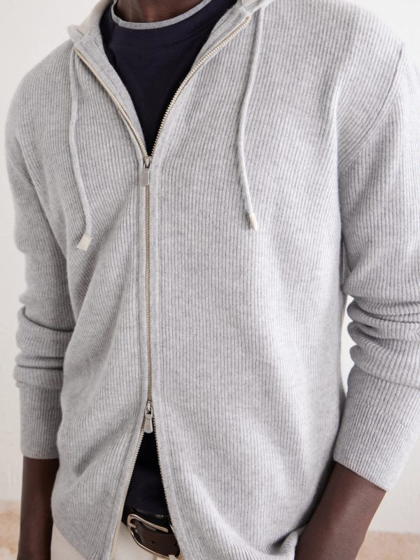 Ribbed Cashmere Zip-Up Hoodie - CU Ribbed Cashmere Zip-Up Hoodie - CU