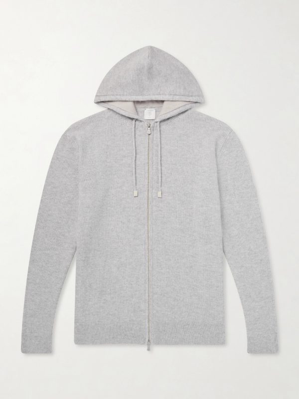 Ribbed Cashmere Zip-Up Hoodie Ribbed Cashmere Zip-Up Hoodie