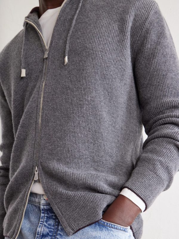 Ribbed Cashmere Zip-Up Hoodie - CU Ribbed Cashmere Zip-Up Hoodie - CU