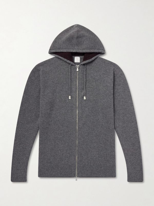 Ribbed Cashmere Zip-Up Hoodie Ribbed Cashmere Zip-Up Hoodie