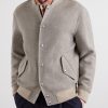 Wool and Cashmere-Blend Herringbone Bomber Jacket - FR Wool and Cashmere-Blend Herringbone Bomber Jacket - FR