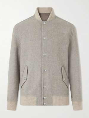 Wool and Cashmere-Blend Herringbone Bomber Jacket
