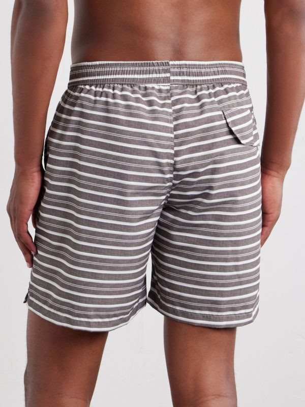 Straight-Leg Striped Swim Shorts - BK Straight-Leg Striped Swim Shorts - BK