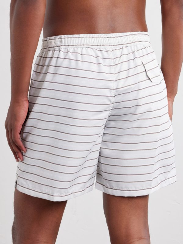 Straight-Leg Striped Swim Shorts - BK Straight-Leg Striped Swim Shorts - BK