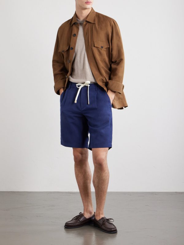 Wide-Leg Lyocell and Linen-Blend Twill Shorts - OU Wide-Leg Lyocell and Linen-Blend Twill Shorts - OU