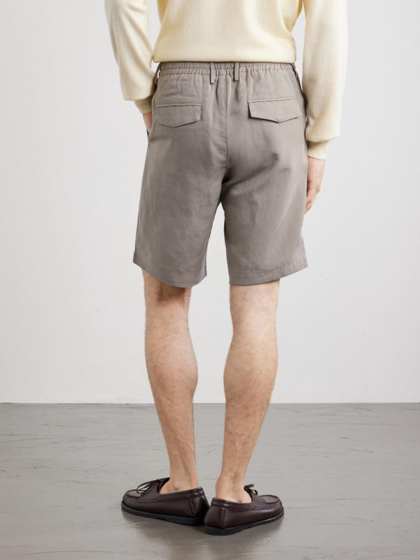Wide-Leg Lyocell and Linen-Blend Twill Shorts - BK Wide-Leg Lyocell and Linen-Blend Twill Shorts - BK