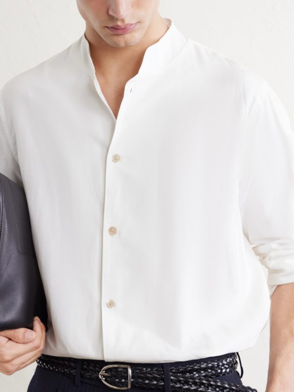 Nehru Lyocell, Linen and Cotton-Blend Shirt - CU Nehru Lyocell, Linen and Cotton-Blend Shirt - CU