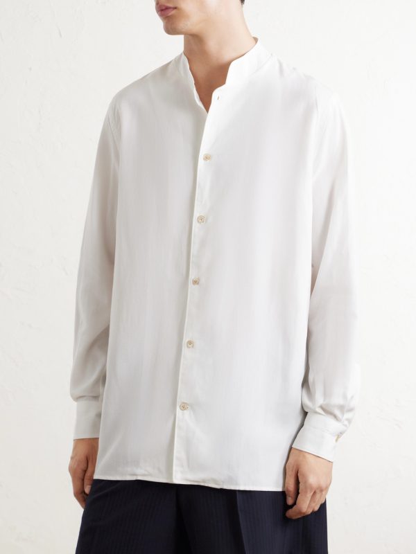 Nehru Lyocell, Linen and Cotton-Blend Shirt - FR Nehru Lyocell, Linen and Cotton-Blend Shirt - FR