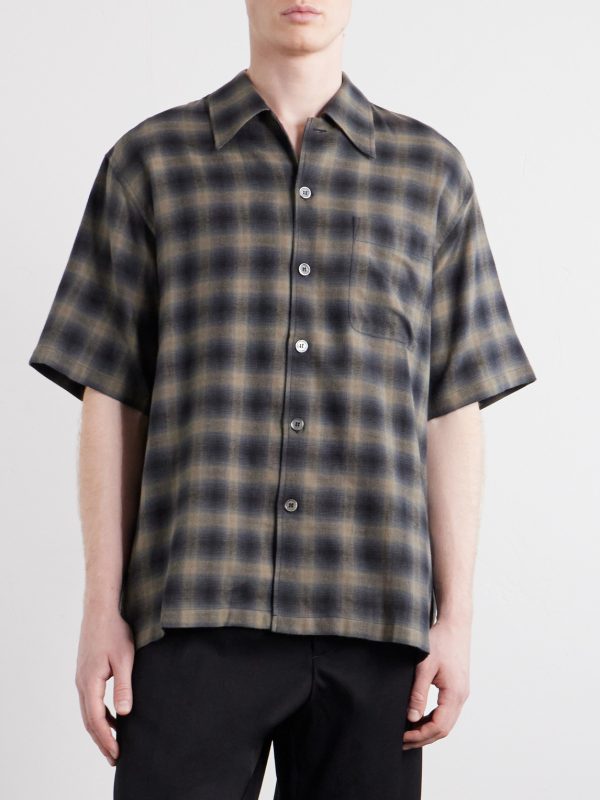 Checked Cotton and Wool-Blend Shirt - FR Checked Cotton and Wool-Blend Shirt - FR