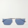 + Jil Sander Edition 2 Aviator-Style Silver-Tone Metal Sunglasses + Jil Sander Edition 2 Aviator-Style Silver-Tone Metal Sunglasses