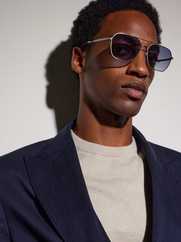 R-17 Aviator-Style Silver-Tone Sunglasses - BK R-17 Aviator-Style Silver-Tone Sunglasses - BK