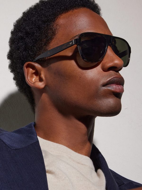 + Paul Newman Aviator-Style Acetate Sunglasses - BK + Paul Newman Aviator-Style Acetate Sunglasses - BK
