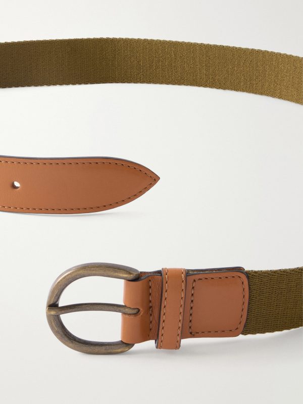 3.5cm Leather-Trimmed Woven Belt - CU