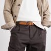 3.5cm Leather-Trimmed Woven Belt - FR