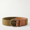 3.5cm Leather-Trimmed Woven Belt