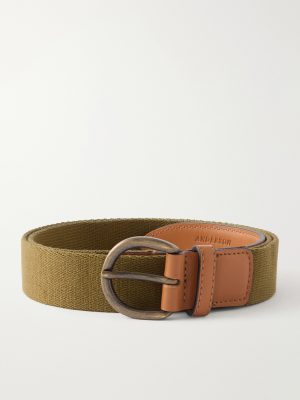 3.5cm Leather-Trimmed Woven Belt 3.5cm Leather-Trimmed Woven Belt
