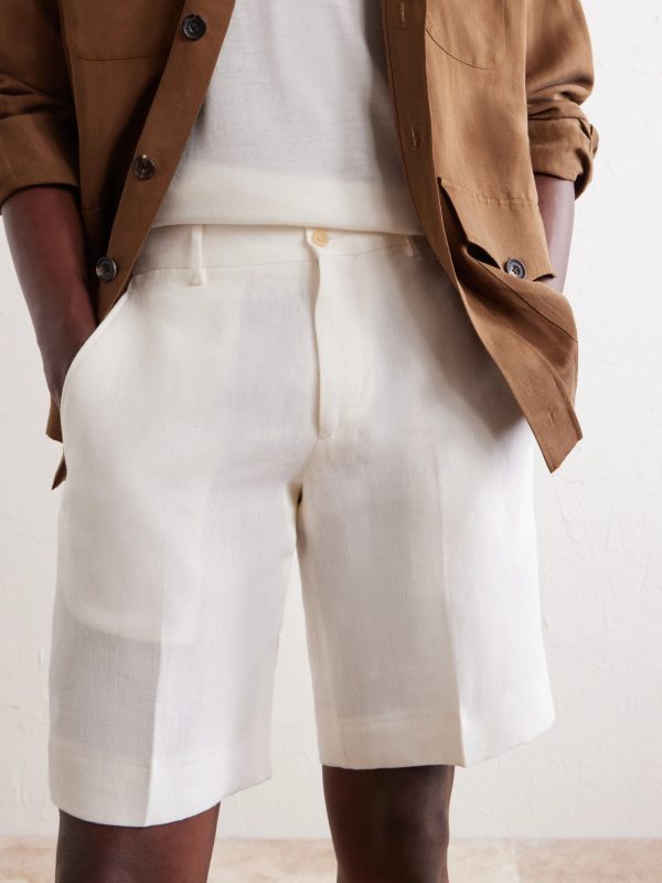 Straight-Leg Garment-Dyed Linen Shorts - CU Straight-Leg Garment-Dyed Linen Shorts - CU