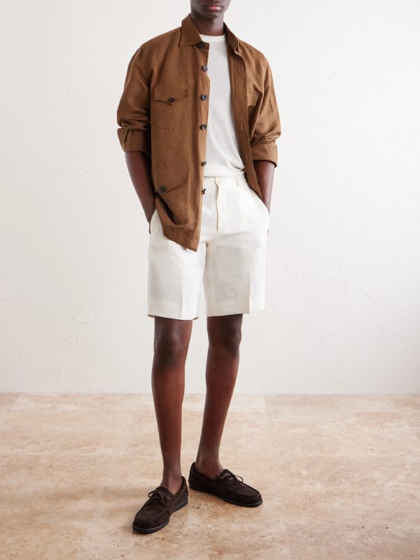 Straight-Leg Garment-Dyed Linen Shorts - OU Straight-Leg Garment-Dyed Linen Shorts - OU
