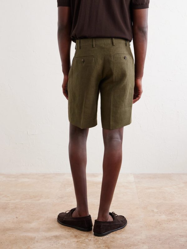 Straight-Leg Linen Shorts - BK Straight-Leg Linen Shorts - BK