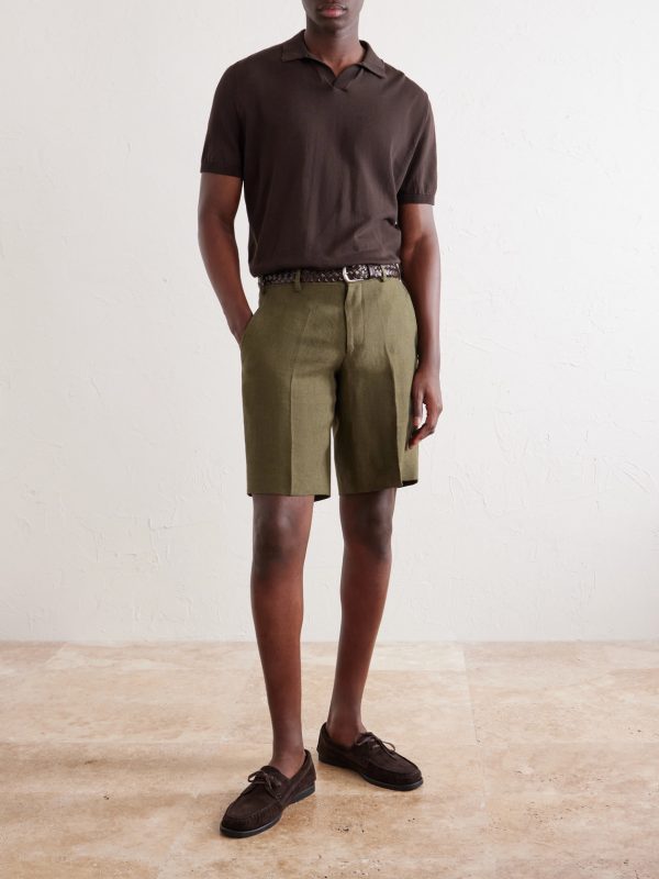 Straight-Leg Linen Shorts - OU Straight-Leg Linen Shorts - OU