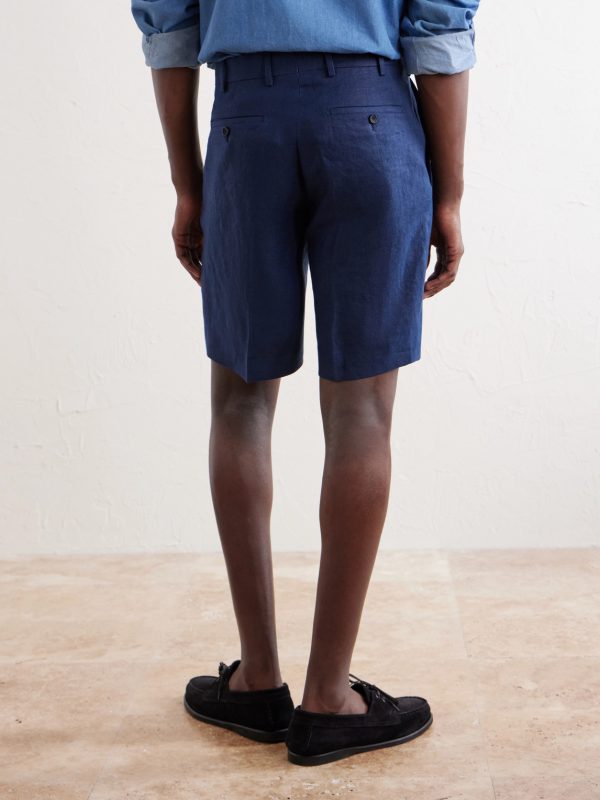 Straight-Leg Linen Shorts - BK Straight-Leg Linen Shorts - BK