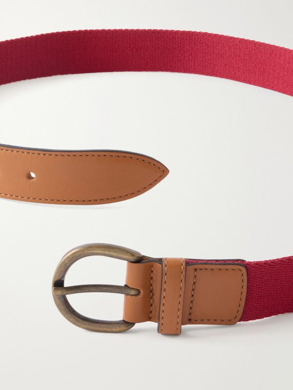 3.5cm Leather-Trimmed Woven Belt - CU