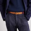 3.5cm Leather-Trimmed Woven Belt - FR