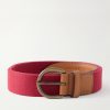 3.5cm Leather-Trimmed Woven Belt