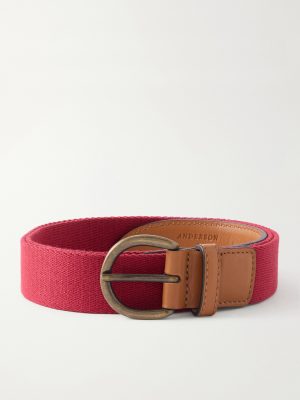 3.5cm Leather-Trimmed Woven Belt 3.5cm Leather-Trimmed Woven Belt