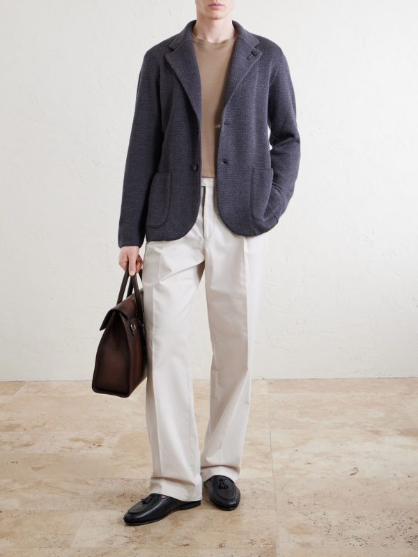 Knitted Virgin Wool Blazer - OU Knitted Virgin Wool Blazer - OU