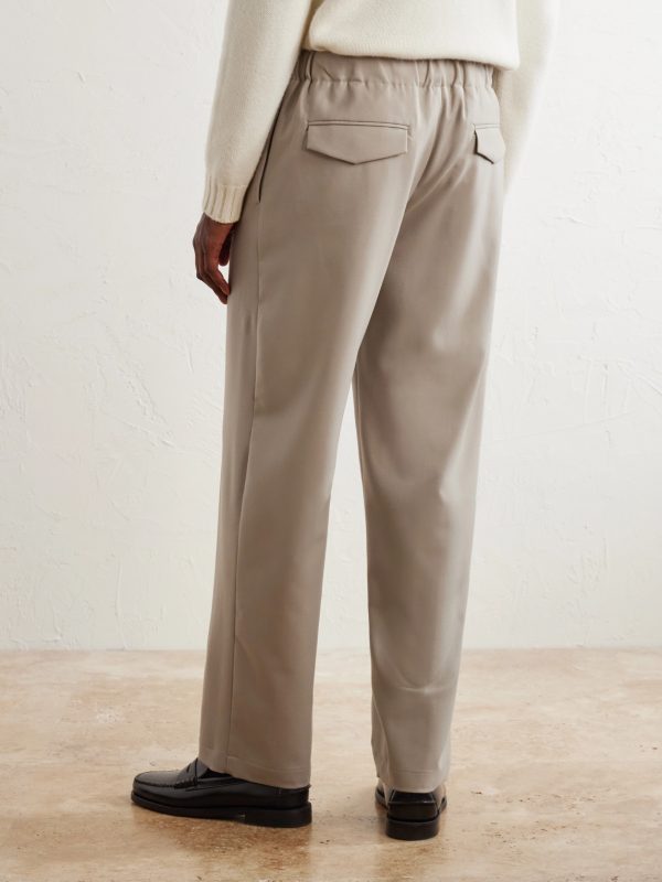 Straight-Leg Stretch-Wool Flannel Trousers - BK
