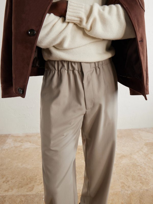 Straight-Leg Stretch-Wool Flannel Trousers - CU