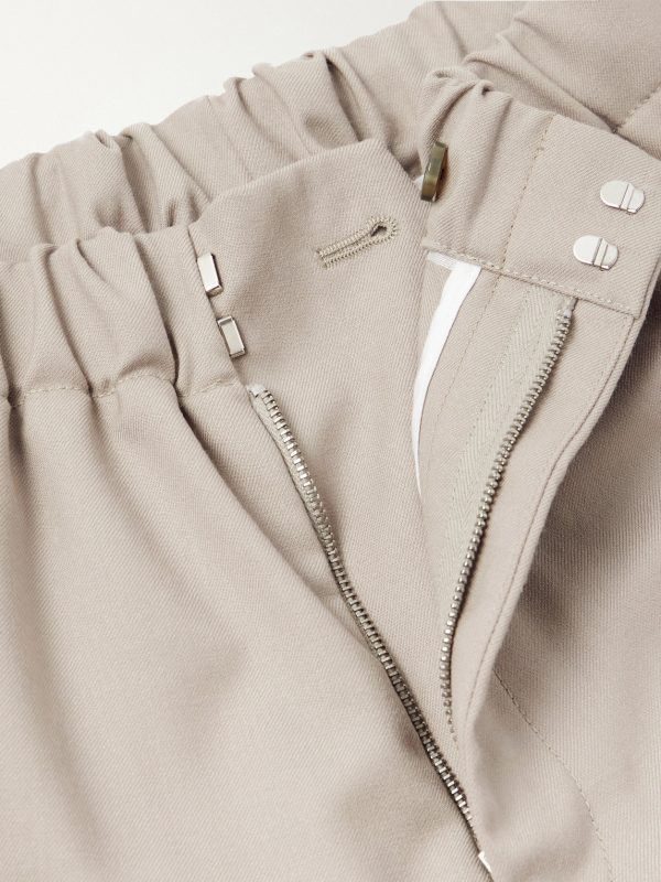 Straight-Leg Stretch-Wool Flannel Trousers - E1