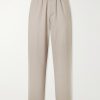Straight-Leg Stretch-Wool Flannel Trousers