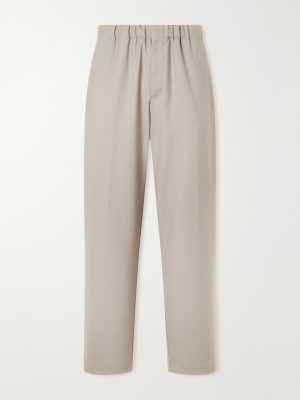 Straight-Leg Stretch-Wool Flannel Trousers