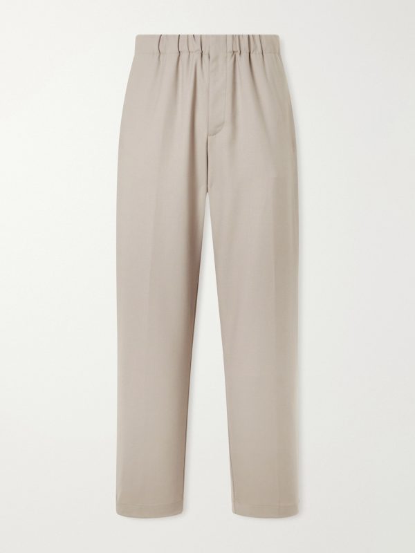 Straight-Leg Stretch-Wool Flannel Trousers
