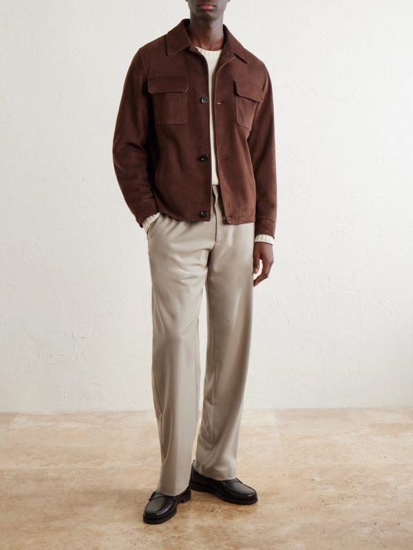 Straight-Leg Stretch-Wool Flannel Trousers - OU