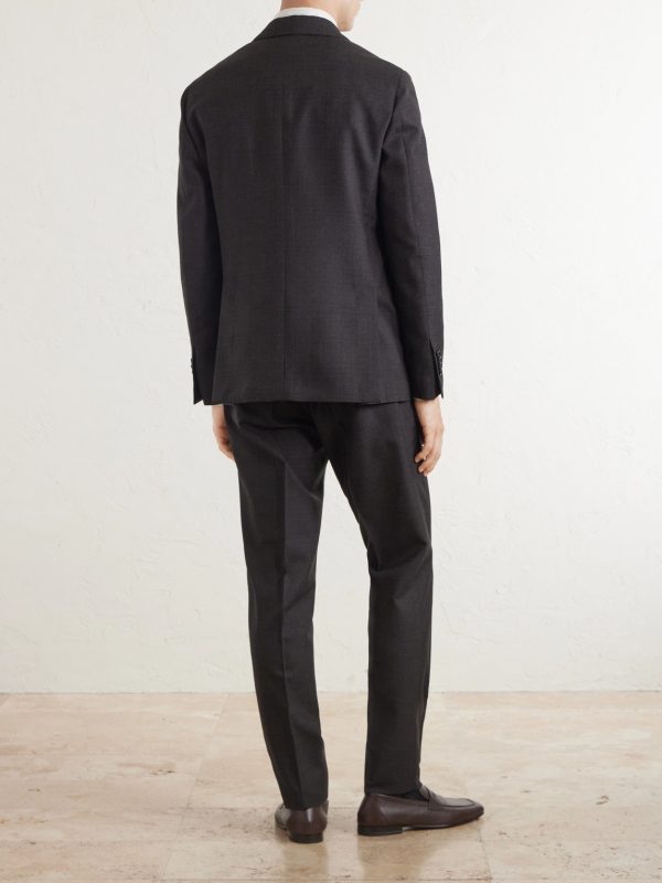Prince of Wales Checked Wool Suit Jacket - BK