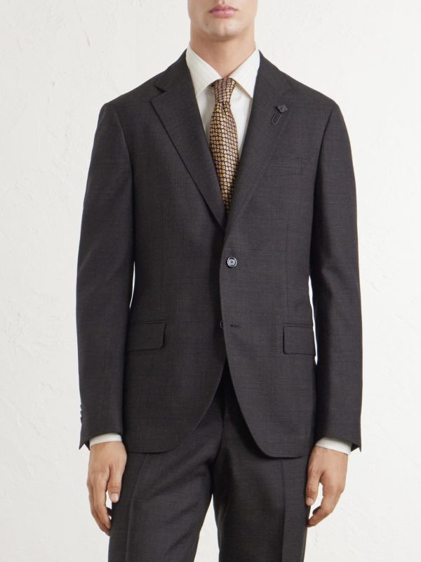 Prince of Wales Checked Wool Suit Jacket - FR