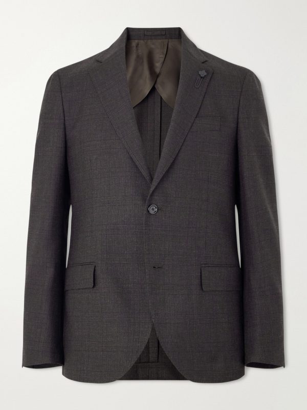 Prince of Wales Checked Wool Suit Jacket