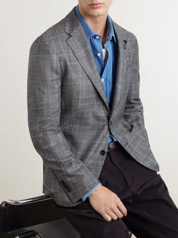 Prince Of Wales Checked Wool, Silk and Cashmere-Blend Blazer - CU