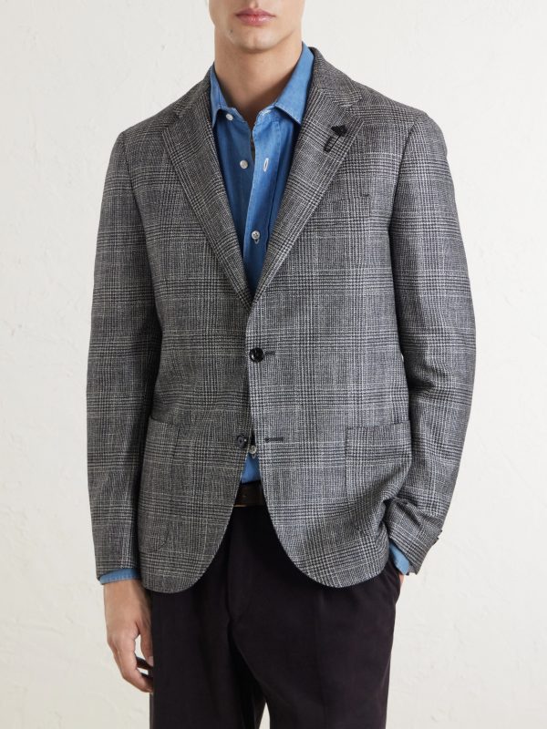 Prince Of Wales Checked Wool, Silk and Cashmere-Blend Blazer - FR