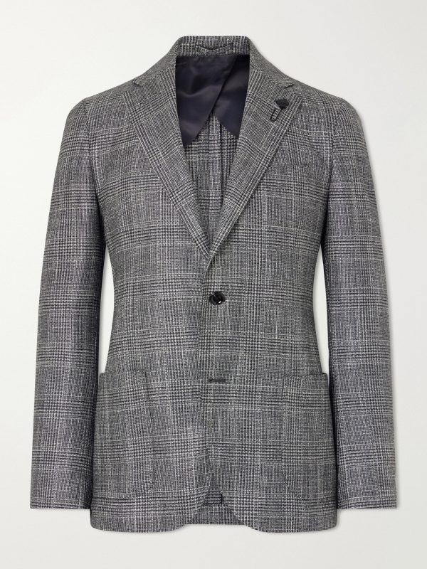 Prince Of Wales Checked Wool, Silk and Cashmere-Blend Blazer