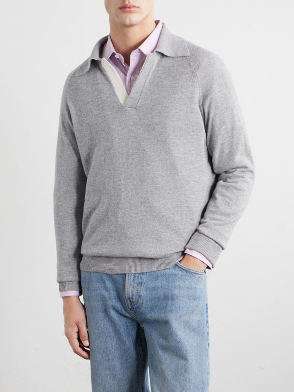 Wool and Cashmere-Blend Polo Shirt - FR