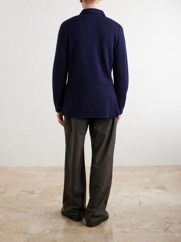 Double-Breasted Knitted Virgin Wool Blazer - BK Double-Breasted Knitted Virgin Wool Blazer - BK