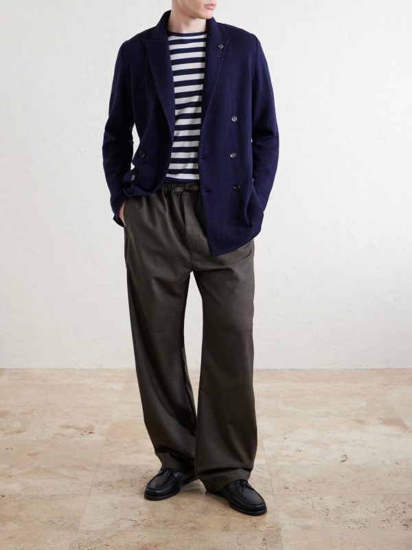 Double-Breasted Knitted Virgin Wool Blazer - OU Double-Breasted Knitted Virgin Wool Blazer - OU